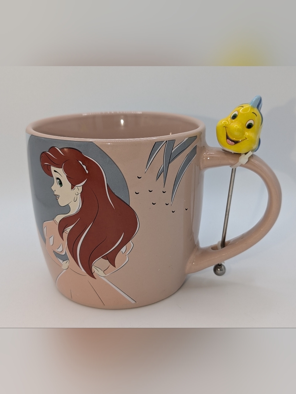 NEW Zrike Disney The Little Mermaid Ariel Mug w/ Flounder Stirrer